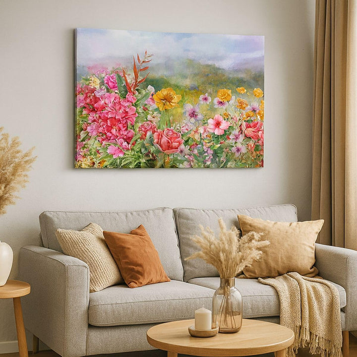 Bilder auf Leinwand 100x70cm Leinwandbild mit Rahmen blume sommer natur Gross Wanddeko Bild Schlafzi