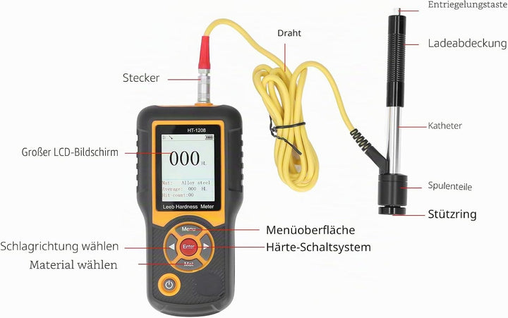 Härteprüfgerät für Metalle 170HL Bis 960HL Hochgenaues Härteprüfgerät mit TFT-Farbbildschirm(HT-1208