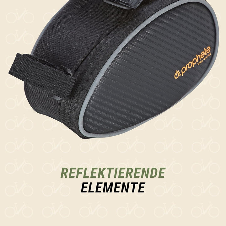 Prophete Fahrradtasche, Sattelpacktasche, 1,0 Liter Volumen, Montage unter dem Sattel, wasserabweise