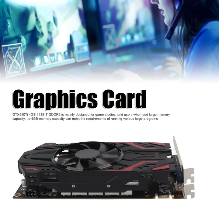 VBESTLIFE GTX550Ti-Grafikkarte, 4 GB 128 BIT GDDR5 3400 MHz Desktop-Computer-Gaming-Grafikkarte, PCI