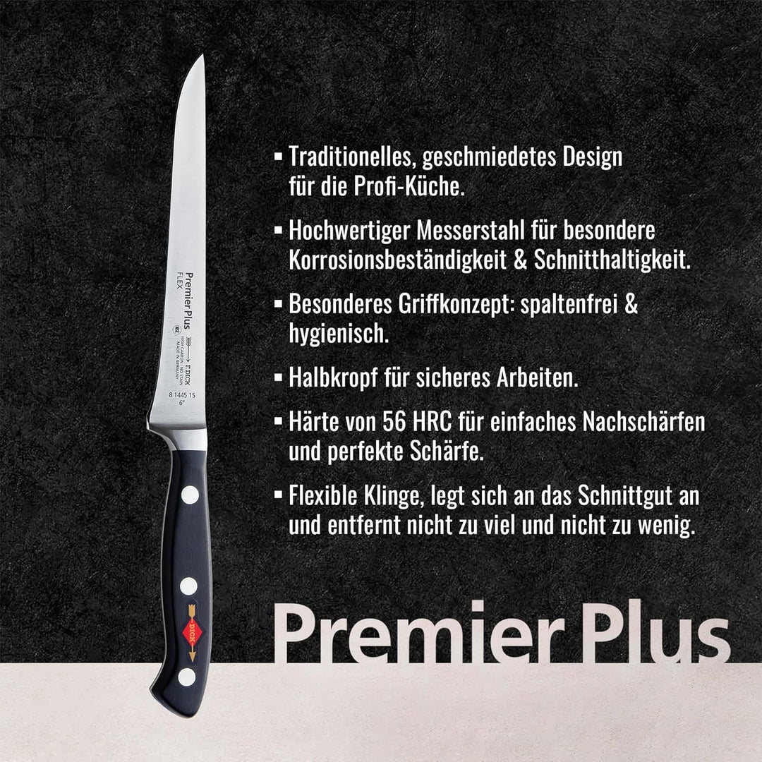 F. DICK Premier Plus Ausbeinmesser (Klingenlänge 15 cm, Kochmesser, Filetiermesser, Küchenmesser, Hä