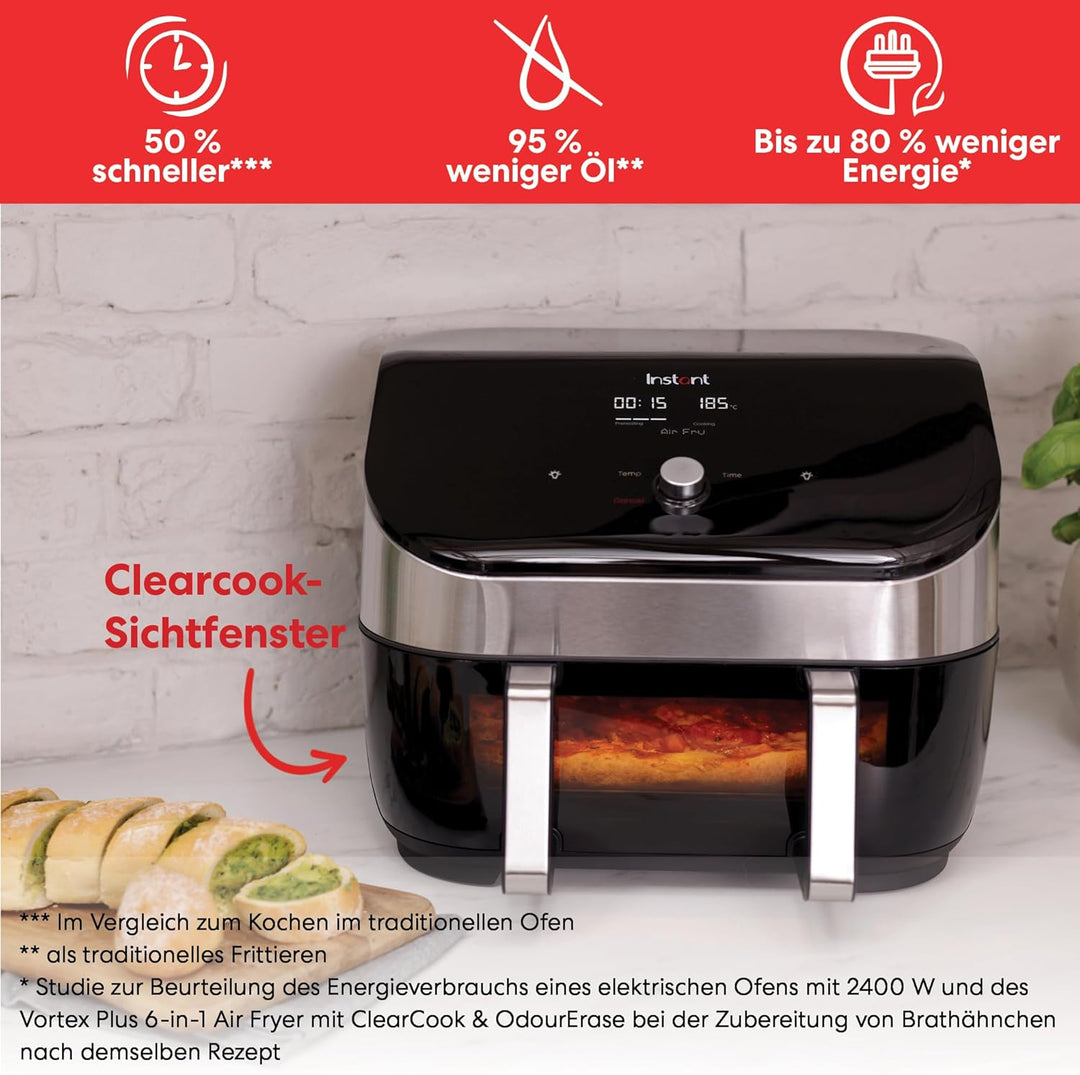Instant VersaZone Heissluftfritteuse/XXL Single + Doppelkammer in 1-8.5L Digitaler Air Fryer Edelsta