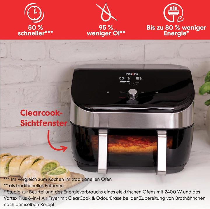 Instant VersaZone Heissluftfritteuse/XXL Single + Doppelkammer in 1-8.5L Digitaler Air Fryer Edelsta