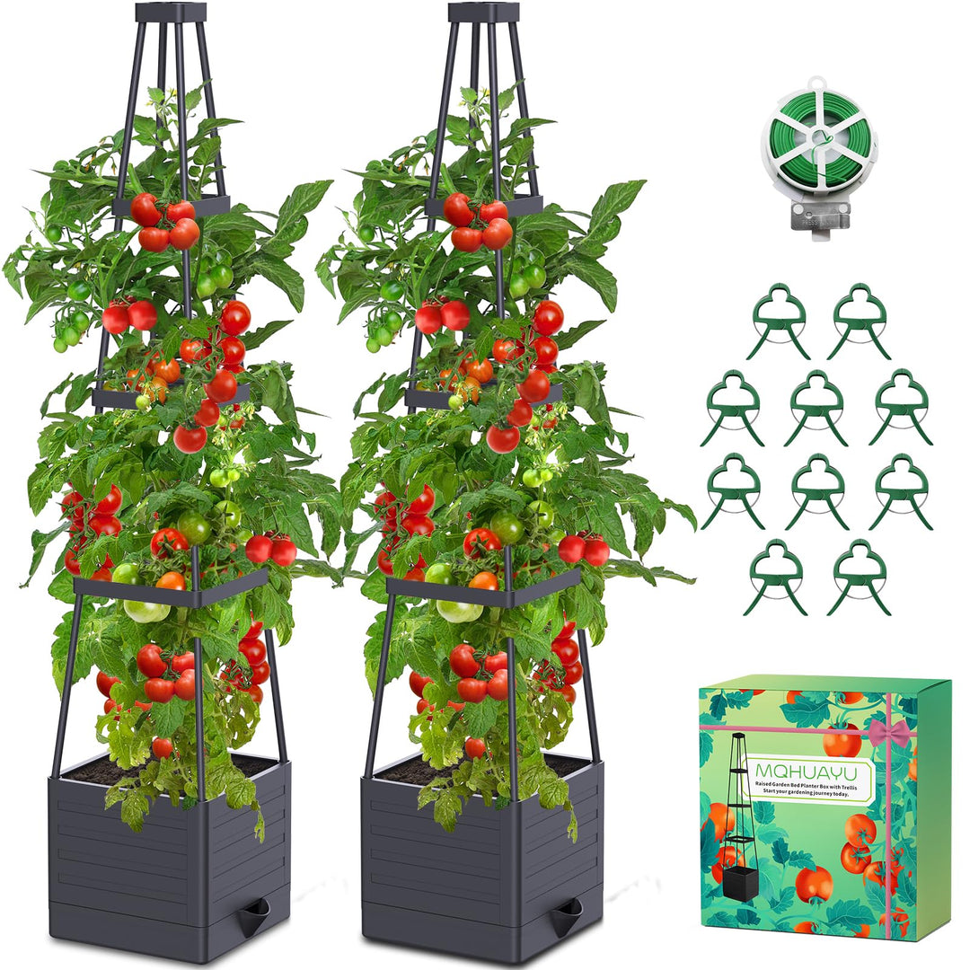 MQHUAYU Tomatentopf, 145cm Selbstbewässerung Tomatentopf mit Rankhilfe, Tomaten Rankhilfefür Innen A