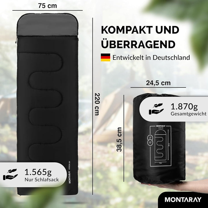 Deckenschlafsack mit Kapuze bis -3°C INKL. Kissen - Outdoor Winter-Schlafsack & Sommer-Schlafsack 3-
