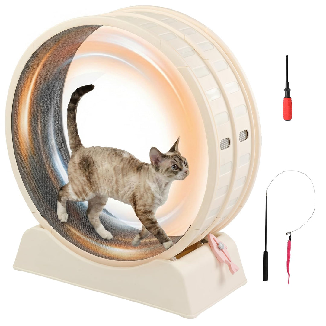 LEADZM Katzenlaufrad 80cm Durchmesser - Laufrad Katze aus Kunststoff, Inklusive Teppich und Katzensp