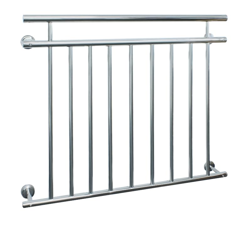 ECD Germany Französischer Balkon 128 x 90 cm | mit 9 Füllstäben | glänzend | aus Edelstahl | Balkong