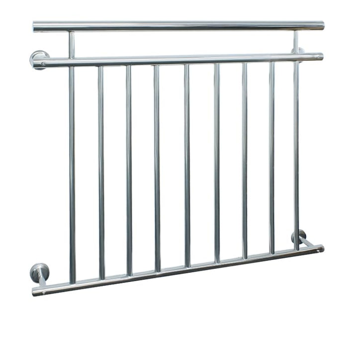 ECD Germany Französischer Balkon 128 x 90 cm | mit 9 Füllstäben | glänzend | aus Edelstahl | Balkong