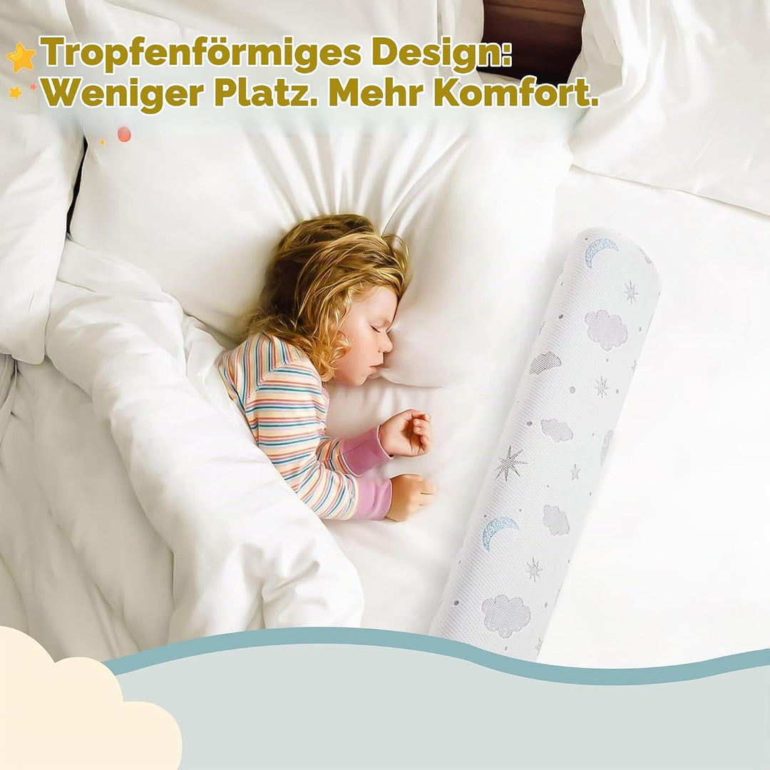 Rausfallschutz Kinderbett - Halb-Wassertropfen Schaumstoff-Schutz, Anti-Rutsch-Grip, Air-Layer-Bezug