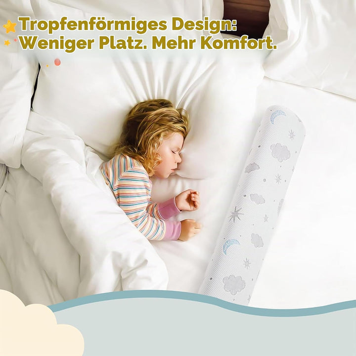 Rausfallschutz Kinderbett - Halb-Wassertropfen Schaumstoff-Schutz, Anti-Rutsch-Grip, Air-Layer-Bezug