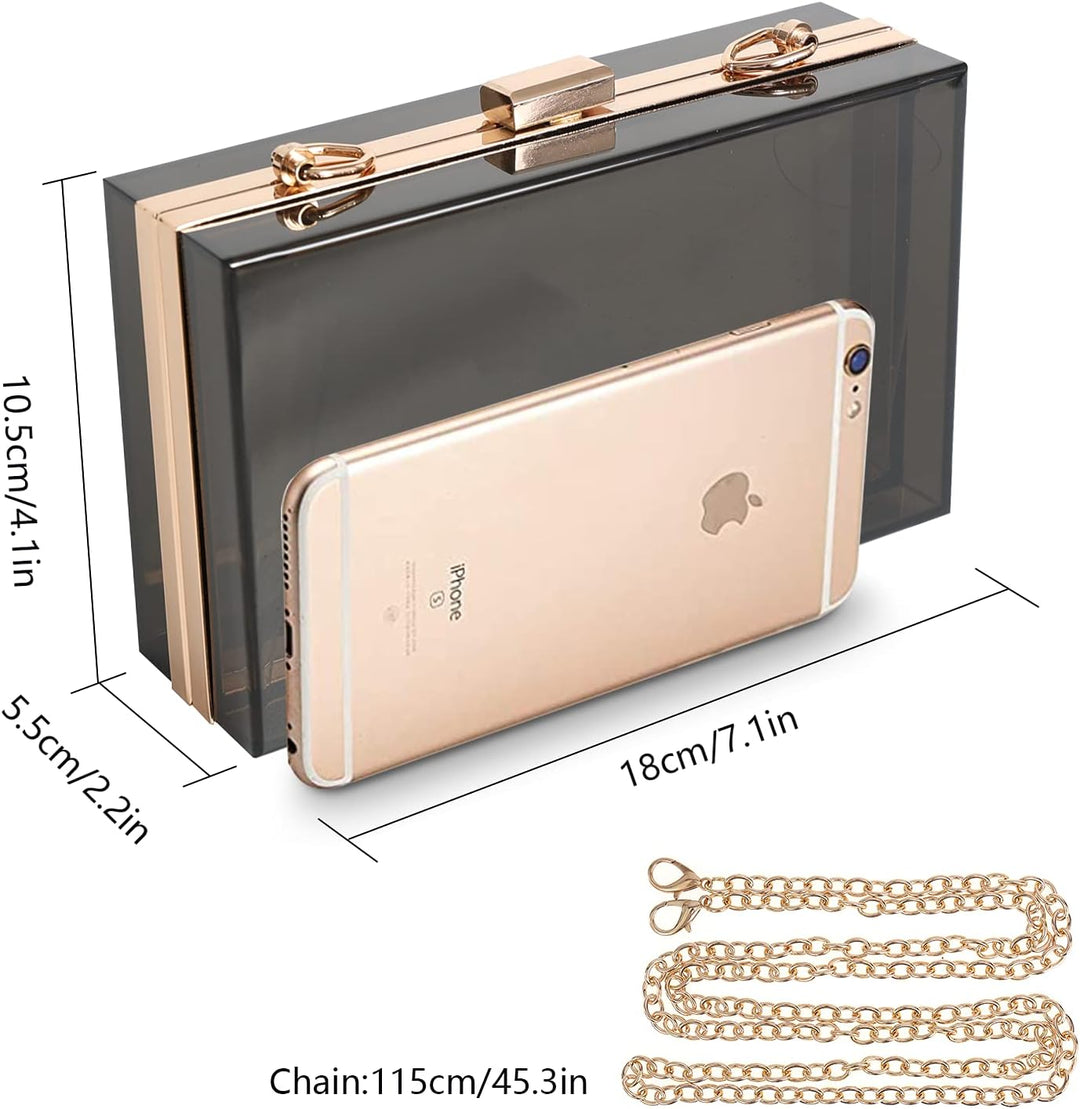 WJCD Clear Purse for Women Acrylic Clear Clutch Bag,acrylic Purses Clear Clutch Purse Shoulder Handb