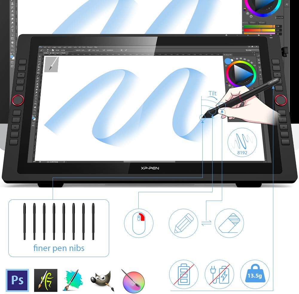 XP-PEN Artist 22R Pro Professionelles Display-Tablet, 21,5 Zoll (21,5 Zoll), Zeichenmonitor mit USB-