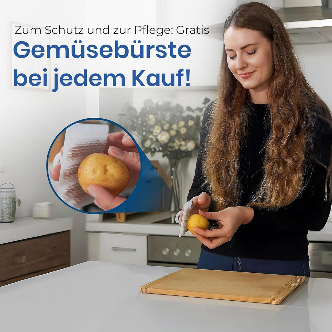 AH® Kartoffel Aufbewahrungsbox inkl. Gemüsebürste [4er Set]- zwiebeltopf, kartoffelbox - Geeignet fü