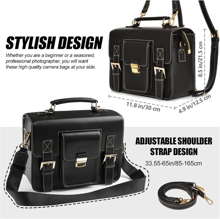 Cwatcun Kameratasche Kamera Umhängetasche Kompaktkamera Tasche Wasserdicht Retro Kompatibel für Cano