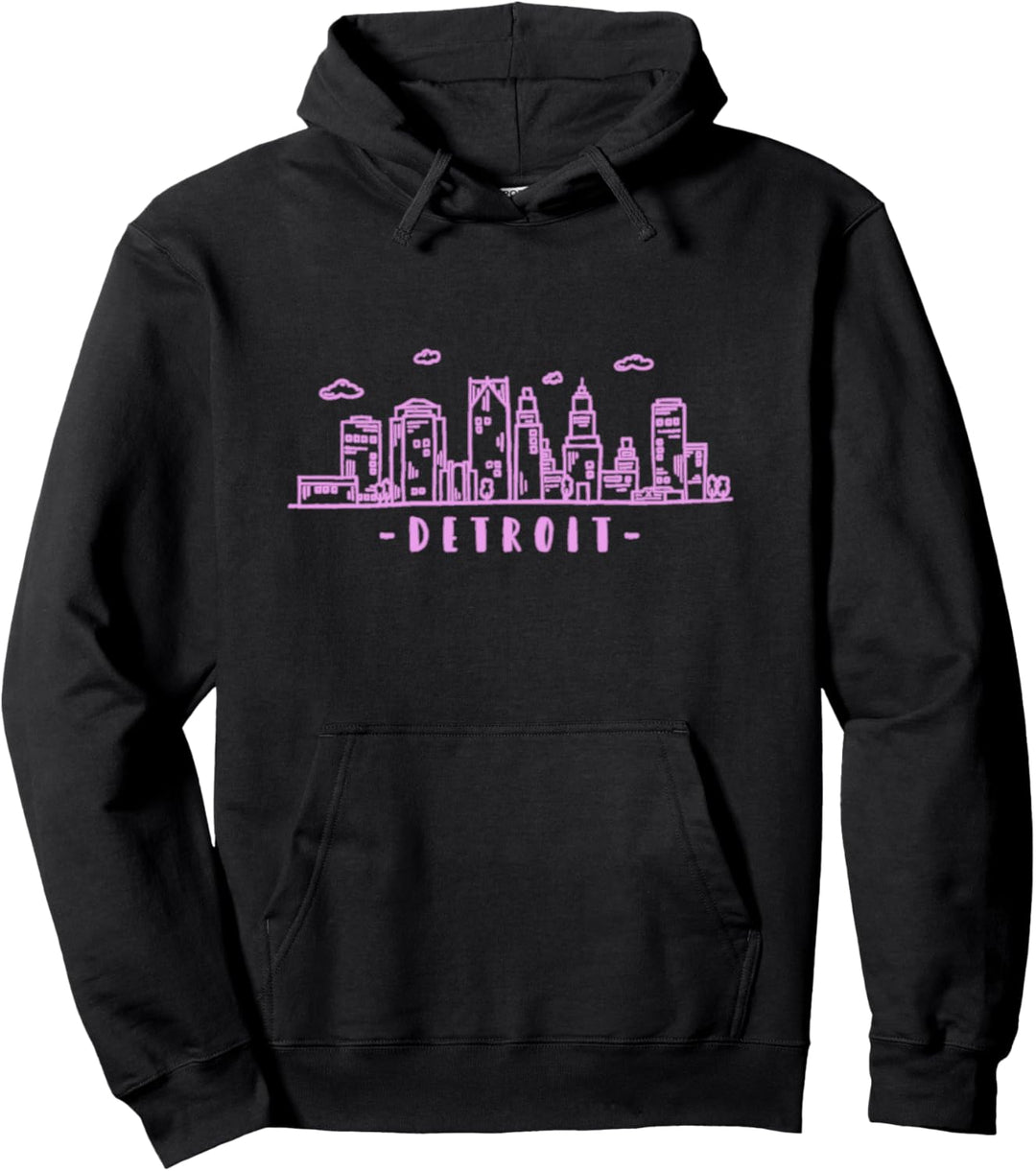 Detroit Skyline Michigan Weinlese Pullover Hoodie