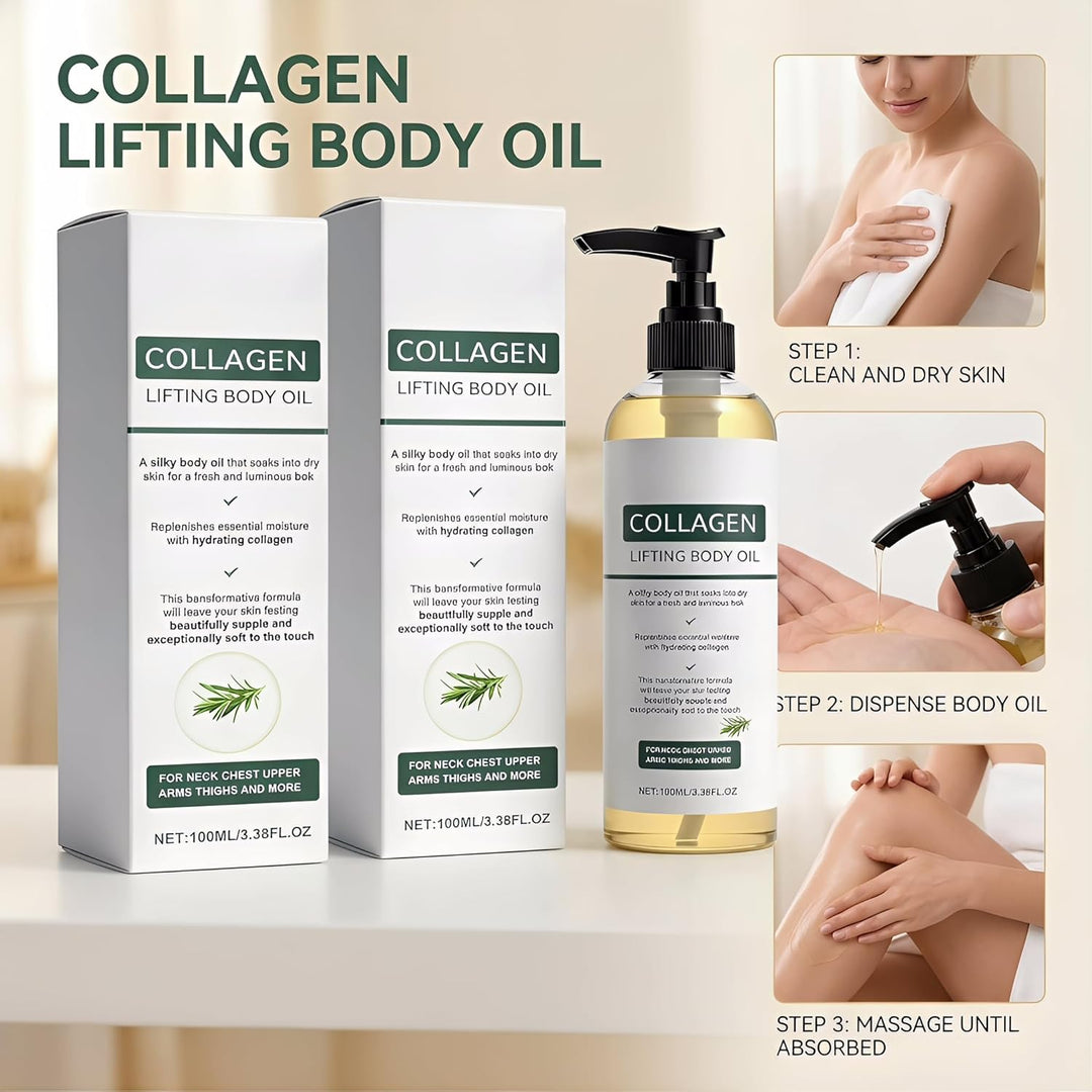 2 Stück Collagen Lifting Körperöl,Collagen Lifting Body Oil,Körperöl Straffend mit Rosmarinblattextr