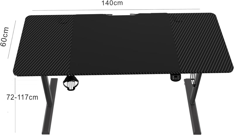 Schreibtisch elektrisch höhenverstellbar - 140 x 60 cm