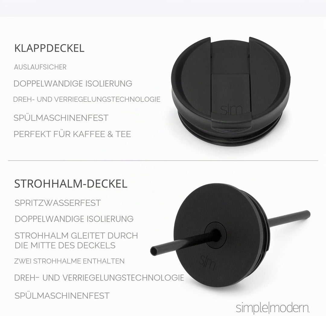 Simple Modern Isolierter Becher mit Strohhalm und Deckel | EiskaffeeBecher Wiederverwendbare Edelsta