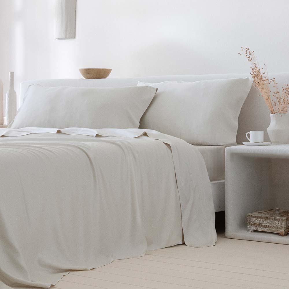 COTTON ARTean ECOFRIENDLY Bambus-Bettwäsche-Set, Beige Cama 150 X 190/200 Beige, Cama 150 X 190/200
