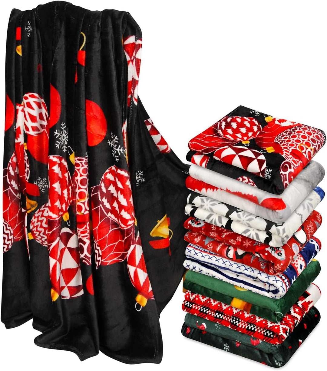 Kuscheldecke Weihnachtsdecke Christbaumkugeln 220x200 cm Christmas Winterdecke flauschig warme Tages