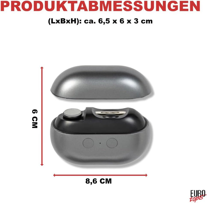EUROtops Nageltrimmer mit LED, Feile und Polierfunktion, Akku, USB, Grau