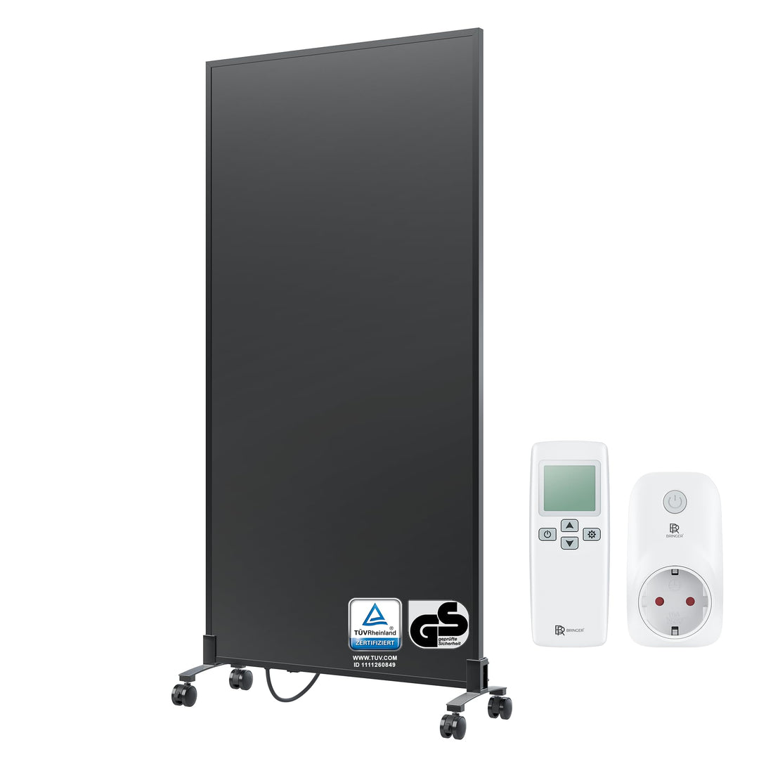BR Bringer Infrarotheizung Standgerät - 1000 Watt - Energiesparend - Mobile Elektroheizung mit Stand