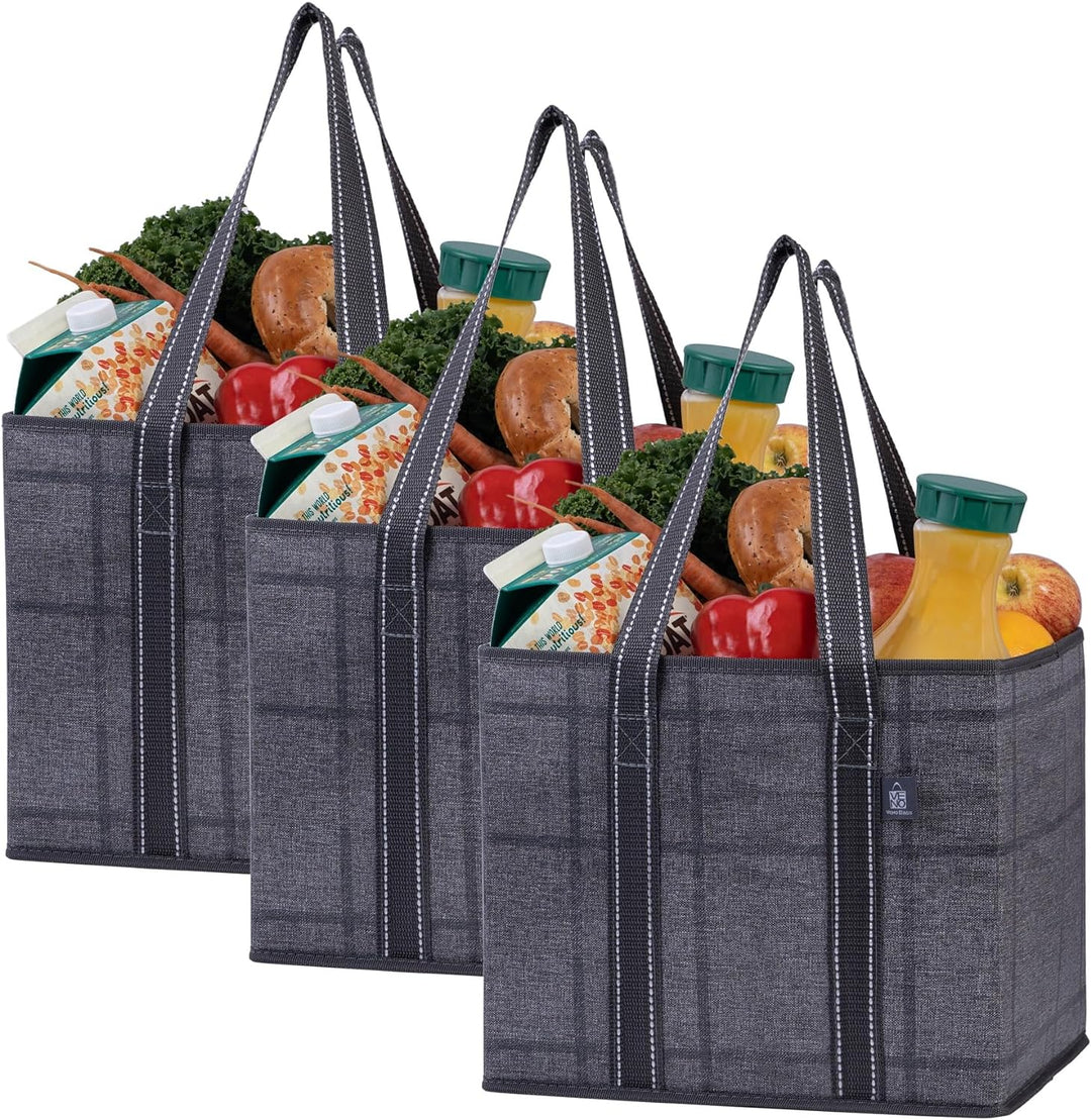 VENO 3-er Pack wiederverwendbare Einkaufstasche, Aufbewahrung, strapazierfähig, harter Boden, zusamm