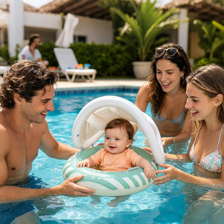 Schwimmring Mit Abnehmbarem Sonnendach, Aufblasbare Schwimmreifen Für Kinder, Schwimmsitz Sicherheit
