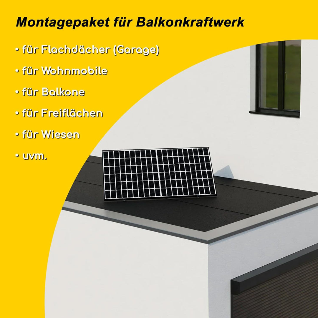 2 Sets Solarpanel Halterung Balkonkraftwerk | Solarmodul Halterung für Solarmodule bis 114cm | Verst