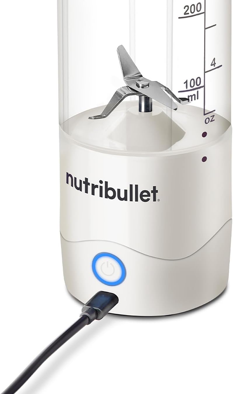 nutribullet Tragbarer 60-W-Mixer in Weiss – leistungsstarke Extraktorklinge, 590-ml-Tasse, To-Go-Dec