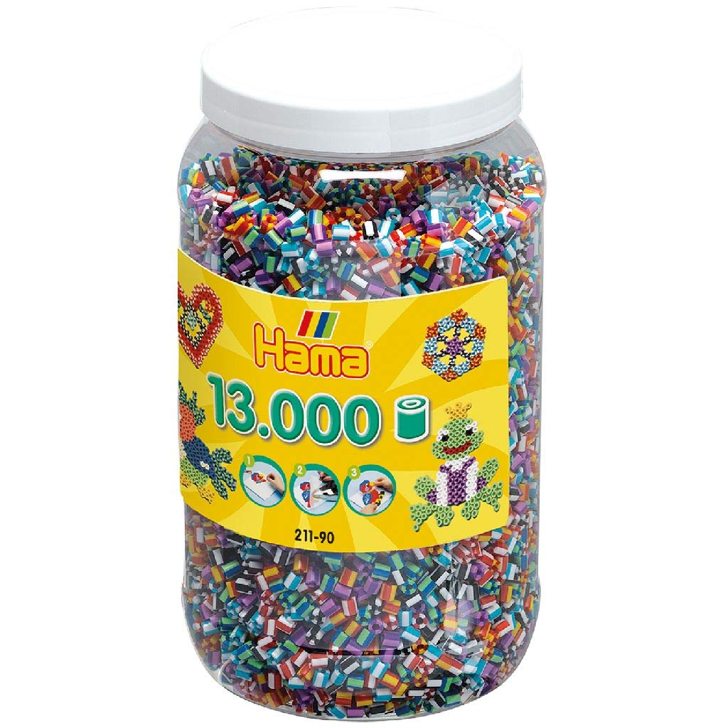 Hama Perlen 211-90 Bügelperlen XXL Dose mit ca. 13.000 bunte Midi Bastelperlen mit Durchmesser 5 mm