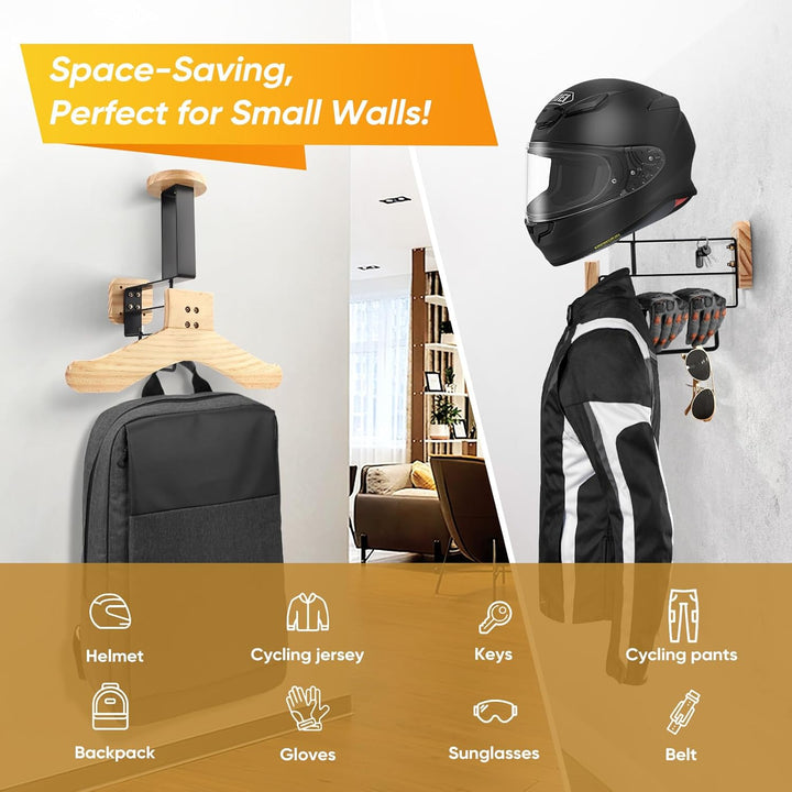 Helmhalterung für Motorradhelme Massivholz und robuster Stahl Wand Motorrad Zubehör Motorradhelm Hal