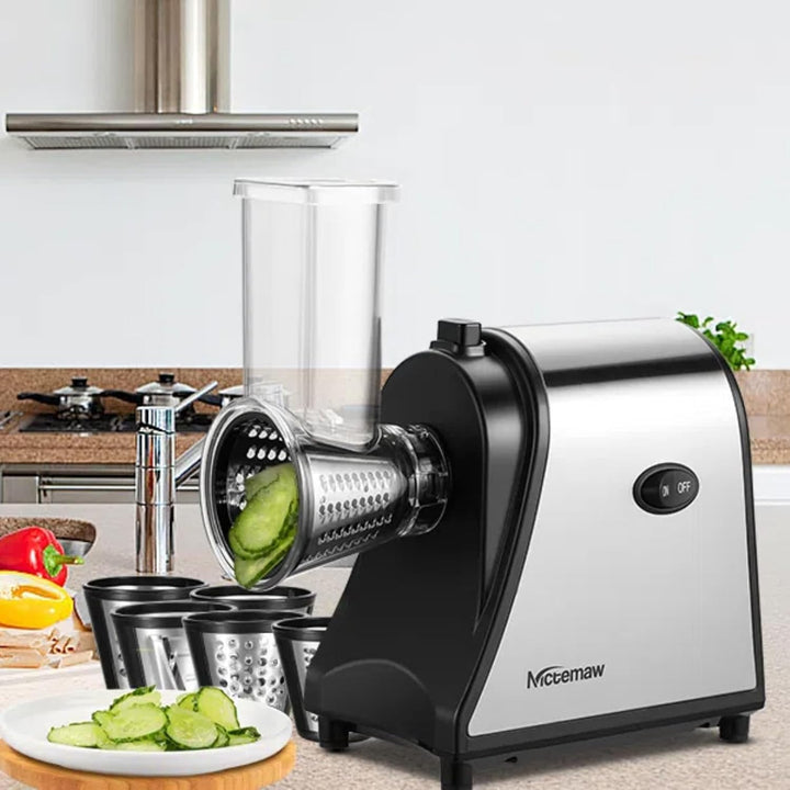 COOCHEER Gemüsehobel Elektrisch Edelstahl, 250W Multi Gemüseschneider Gemüsereibe Küchenreibe Gemüse
