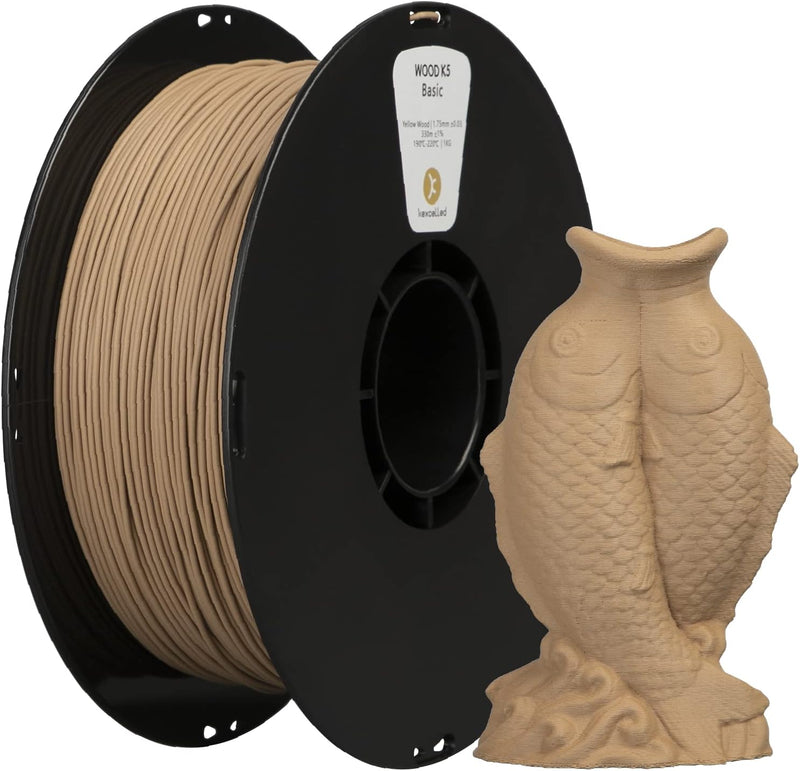 PLA Holz Filament 1,75mm, kexcelled Wood PLA Echtholz, 3D Drucker Filament, Spezielles PLA Holzoptik