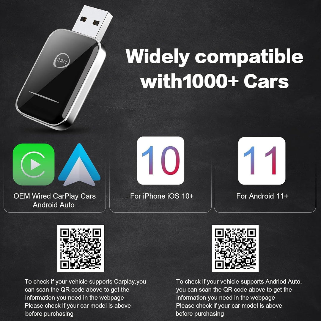Wireless CarPlay Adapter,2 In 1 Wireless CarPlay für iOS und Android Auto,2025 Verbesserte Konvertit