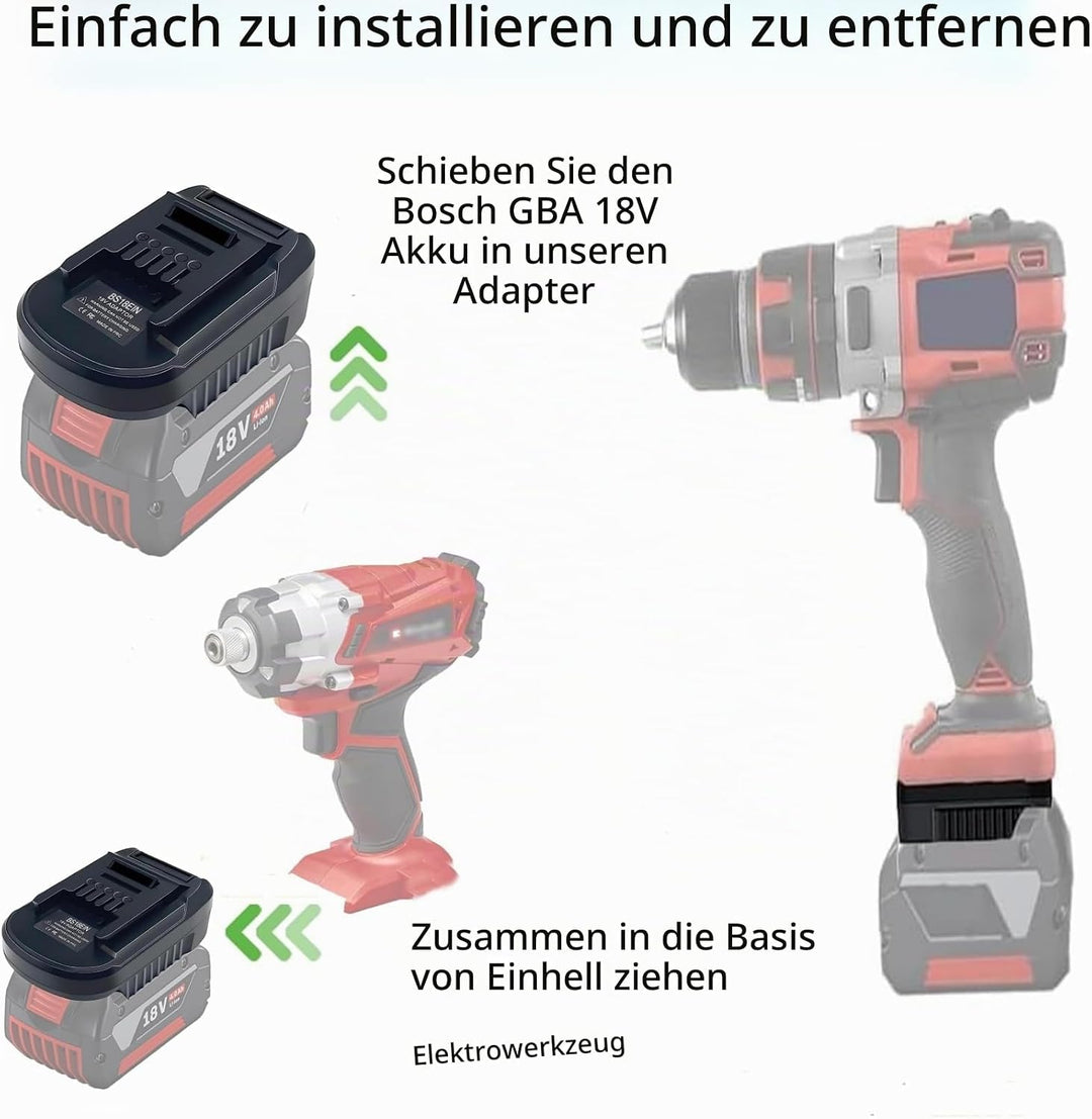 BS18EIN für Bosch auf für Einhell Akku-Adapter, Batterieadapter für Bosch Professional 18V System Ak