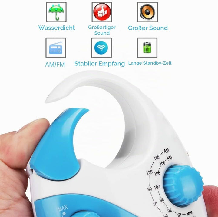 Yunseity Wasserdichtes Duschradio, Tragbares AM-FM-Radio mit Hakendesign, Batteriebetriebenes Radio,