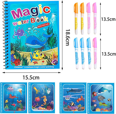 8 Stück Wassermalbuch,Wasser Malbuch,Water Magic Magisches Book Wassermalbücher Wasserzauber Colouri