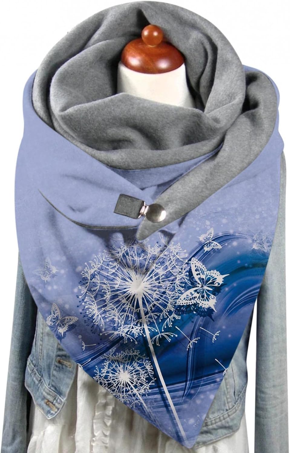 Dreieckschal Damen Schals Lässige Weich Kopftücher Dreieck Winterschal Herbstschal mit Button Knopf