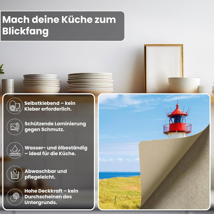 Küchenrückwand Folie Selbstklebend Leuchtturm 180 x 60 cm | Klebefolie - Dekofolie - Spritzschutz fü