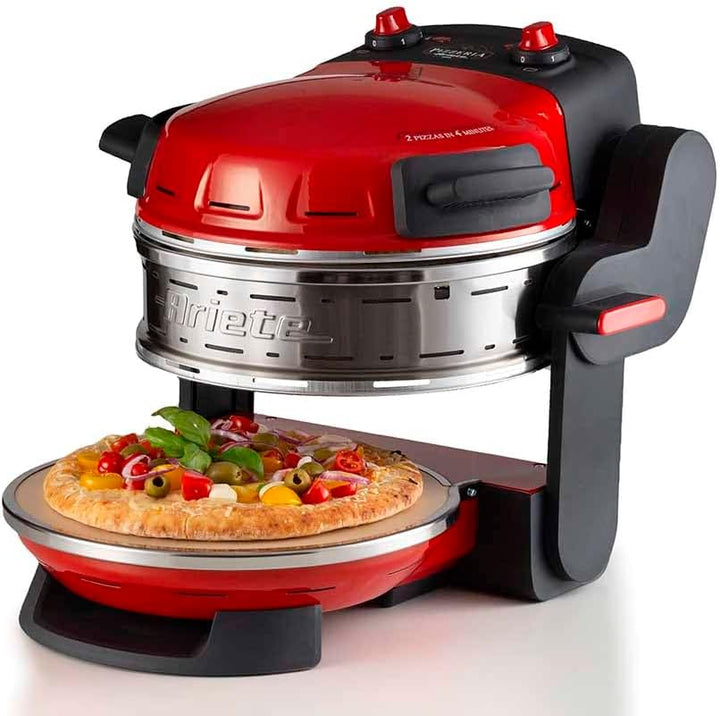 Ariete Forno Pizza Doppio 927, Pizzaofen mit 5 Kochstufen, 2 feuerfesten Antihaft-Platten, 2 Holzkli