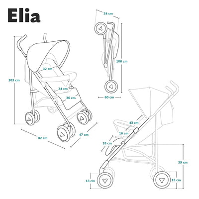 LIONELO Elia Buggy Klein Zusammenklappbar Kinderwagen Bis 15 Kg, Rücken Und Fussstützenverstellung H