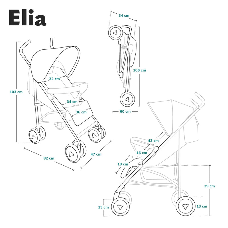 LIONELO Elia Buggy Klein Zusammenklappbar Kinderwagen Bis 15 Kg, Rücken Und Fussstützenverstellung H