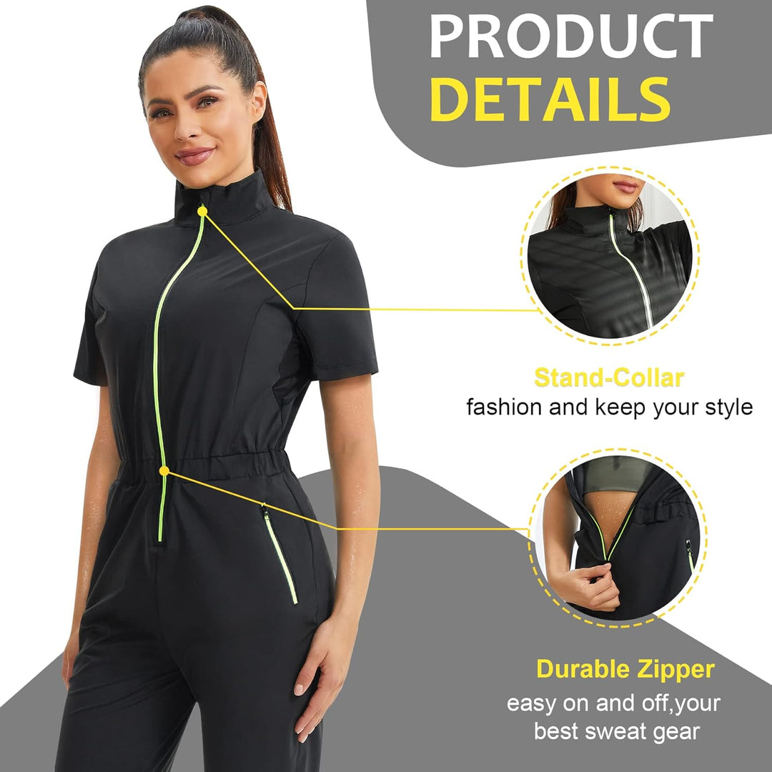 Junlan Schwitzanzug Damen Saunaanzug Waist Trainer Thermoanzug Body Shaper Sportanzug Damen Schwitza