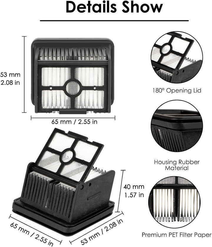 (6 Stück) H12 Pro Ersatz Bürstenrollen und HEPA Filter für Dreame H12 Pro, H12 Dual schnurlosen Nass