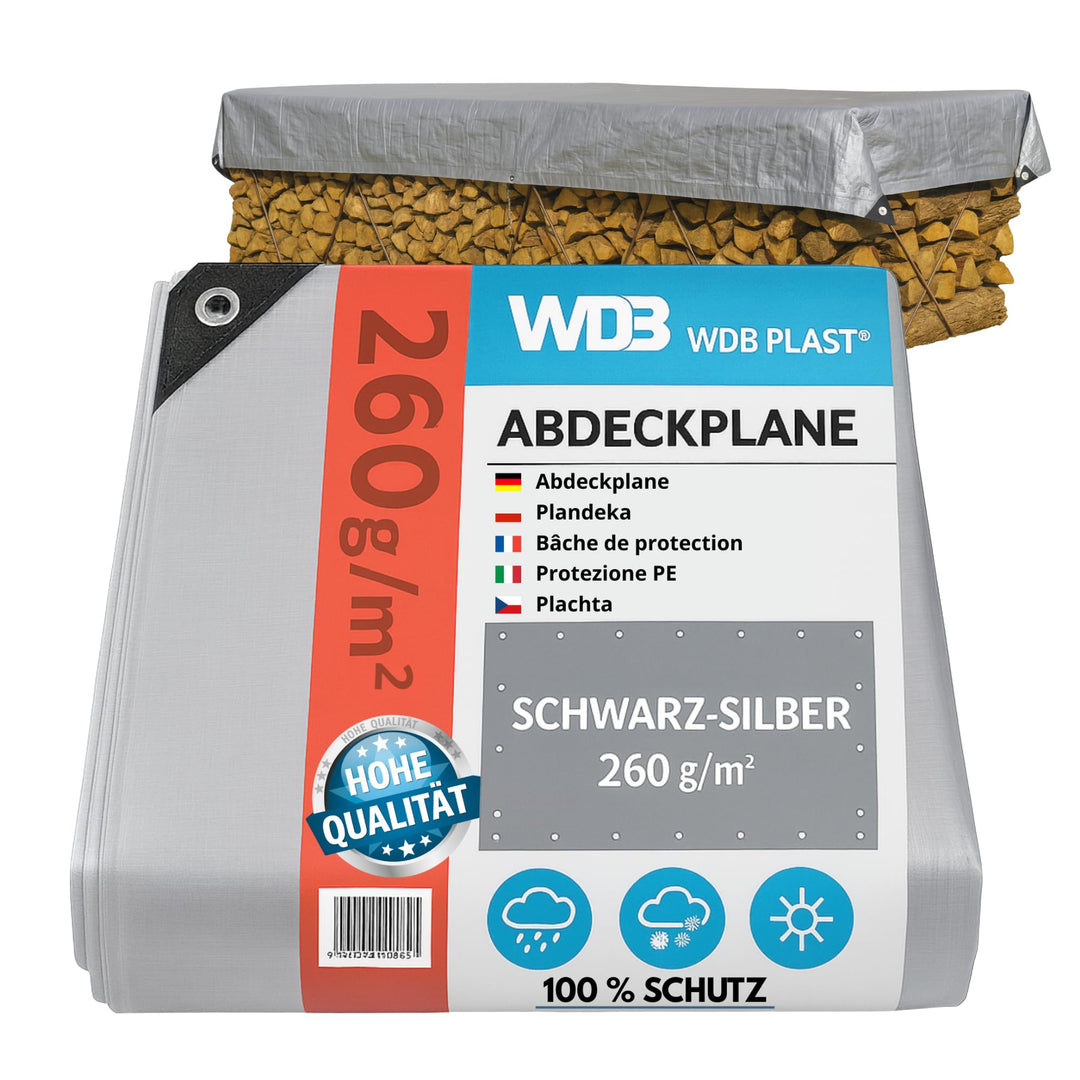 WDB 260g Abdeckplane Schutzplane Gartenplane Beidseitig beschichtet wasserfest abwaschbar langhaltig