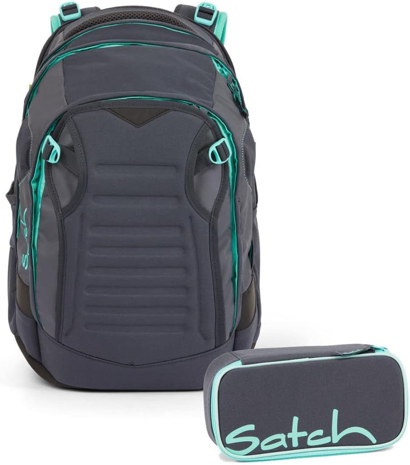 satch Match Schulrucksack Set 2tlg. mit Schlamperbox Mint Phantom, Mint Phantom