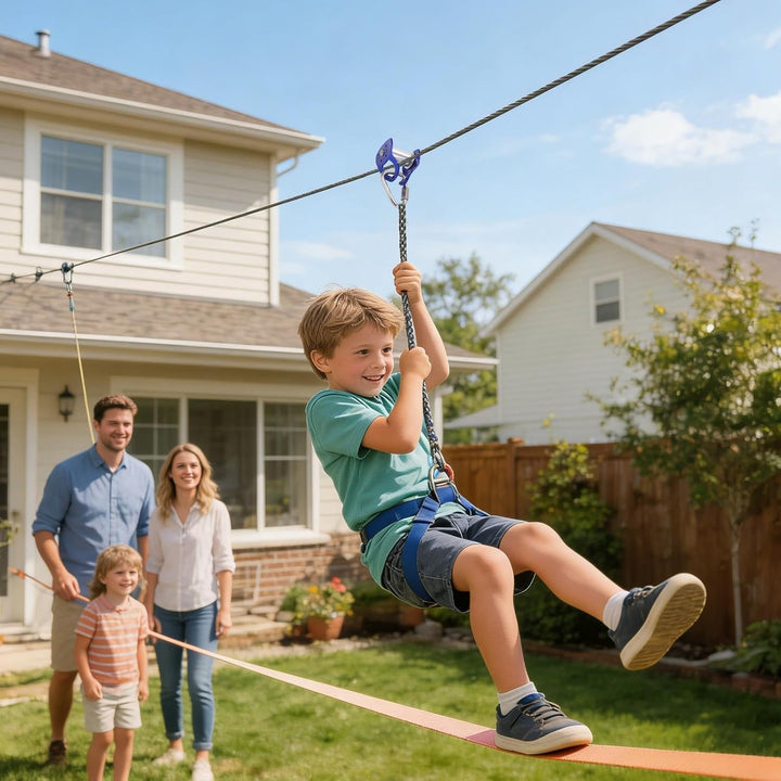 Slack Line Umlenkrolle für Kinder | Slider Seilbahn Slack Line Riemenscheibe | Stark Belastbare Robu