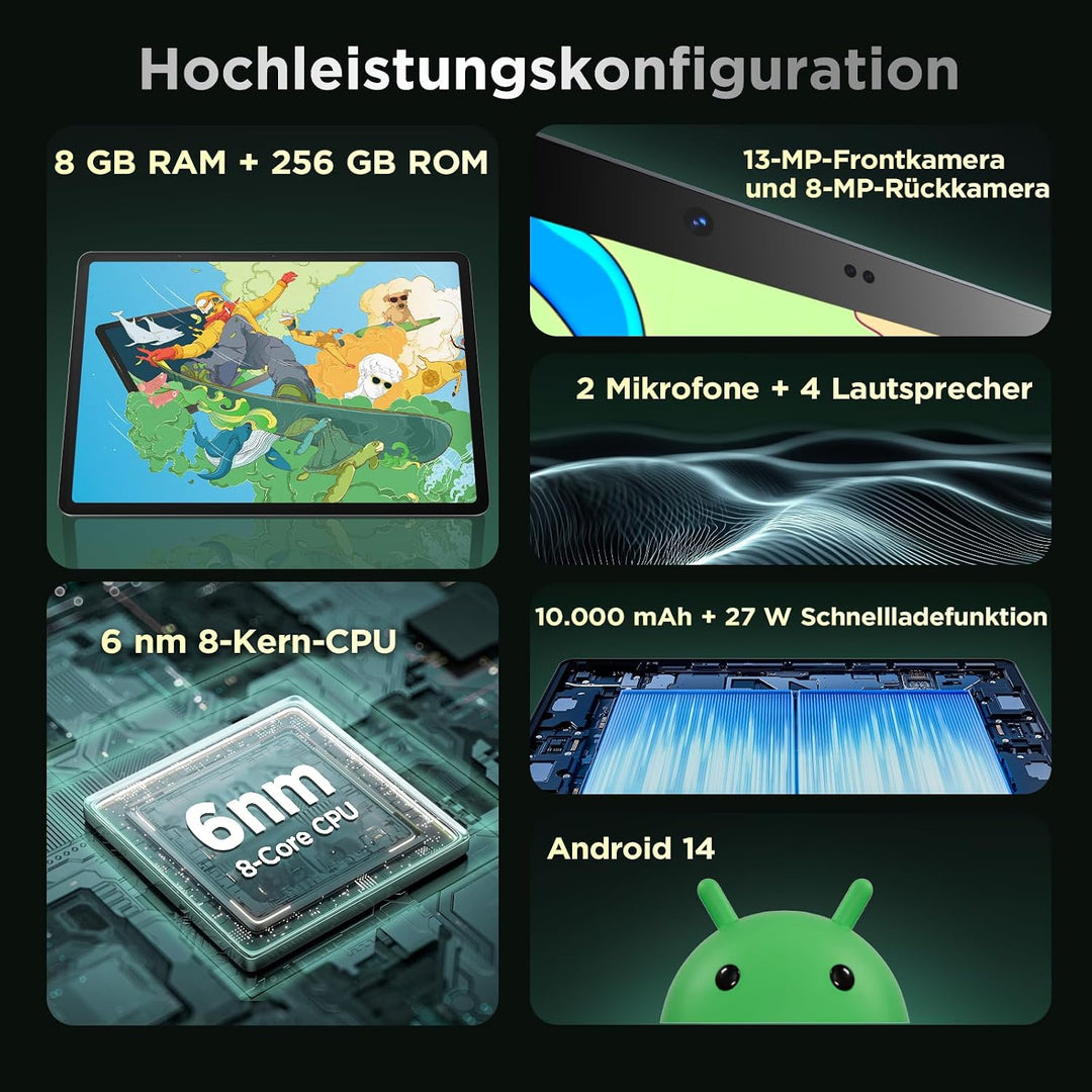 Ugee Android Tablet UT3 14,25 Zoll, Android 14 Octa Core Tablet, Eigenständiges Grafik-Tablett mit U