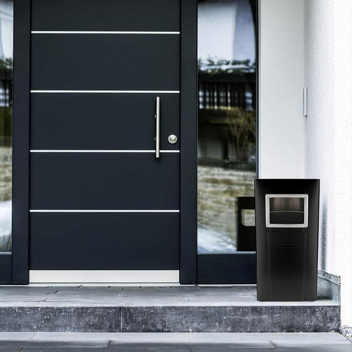 Mülleimer mit Aschenbecher, Edelstahl, Mülleimer, elegantes Design, funktional, raffiniert, herausne